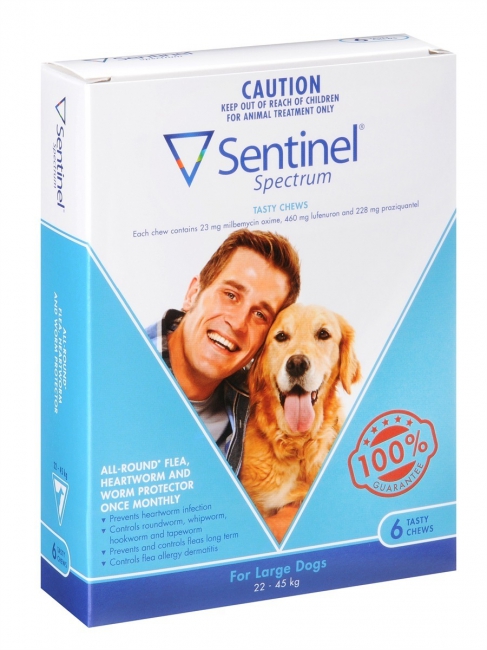 SENTINEL SPECTRUM CHEWS/TAB LGE BLUE 6 PACK 22-45kg - Garrard's Horse ...