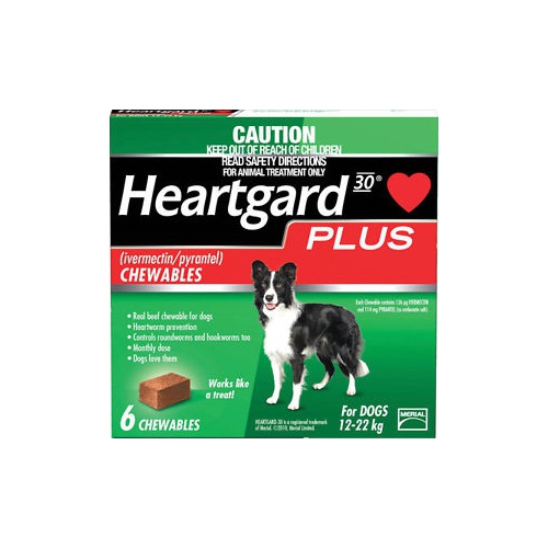 HEARTGARD PLUS MED 12-22 KG TAB / CHEW GREEN 6 PACK - Garrard's Horse ...